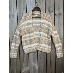 American Eagle neutral chunky knit open cardigan 🤍 🤎cozy striped XXS